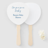Éventail bientôt bébé shower bleu nom date simple (Devant et derrière)