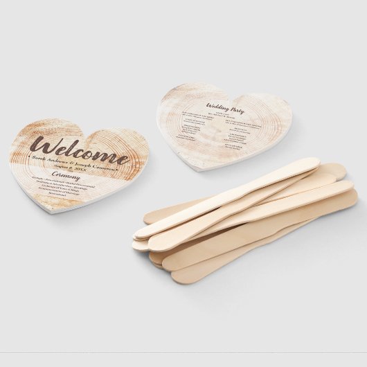 Éventail Bienvenue Rustic Wood Wedding Party and Program (Non-assemblé)