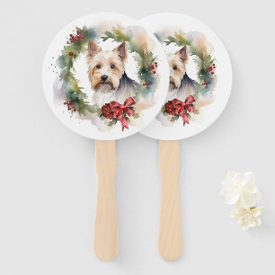 Éventail Biewer Terrier Noël Wreath Festive Pup