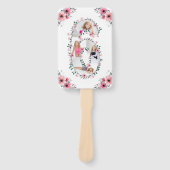 Éventail Big 6th Birthday Girl Photo Collage Fleur rose (Devant)