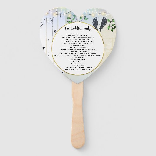 Éventail Birch Tree Inséparable Forest Boho Wedding Program (Dos)