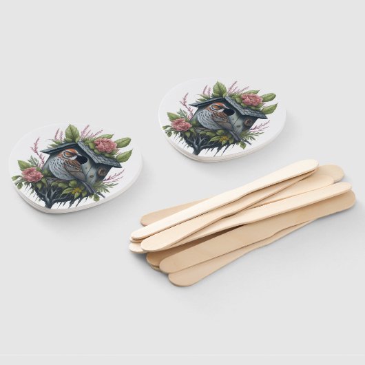 Éventail Bird drawing (Non-assemblé)