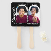 Éventail Black Congrats Grad 2 Photo Arche Bold Blanc Scrip (Devant et derrière)