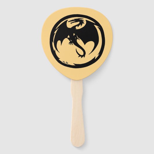 Éventail Black Dragon gold paddle hand fans (Devant)