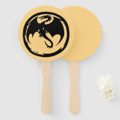 Éventail Black Dragon gold round hand fans (Devant et derrière)