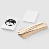 Éventail Black Dragon white rectangle hand fans (Non-assemblé)