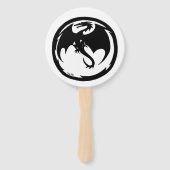Éventail Black Dragon white round hand fans (Devant)