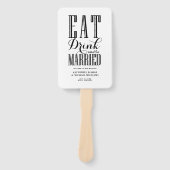Éventail Black Eat Drink and Be Married Wedding Programme (Devant)