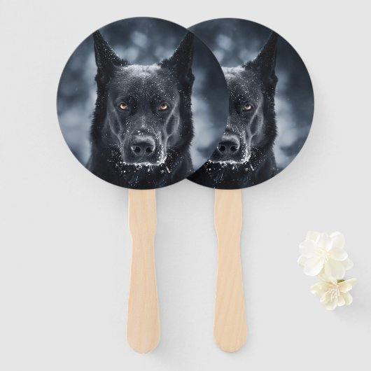 Éventail Black German Shepherd (Devant et derrière)