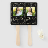 Éventail Black Gold Hand Drawn Doodle Graduation 2 Photo (Devant et derrière)