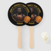Éventail Black Gold High School Basketball Player Photo (Devant et derrière)