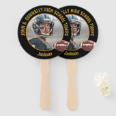 Éventail Black Gold High School Football Player Photo (Devant et derrière)