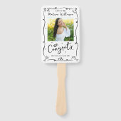 Éventail Black Hand Drawn Doodle Graduation 2 Photo White (Devant)