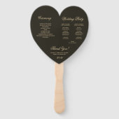 Éventail Black Heart Gold Wreath Monogram Programme de mari (Dos)