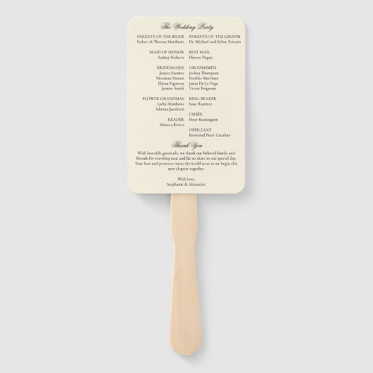 Éventail Black & Ivory Old Money Wedding Program Itinerary (Dos)