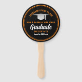 Éventail Black Orange Graduate Photo Party (Devant)