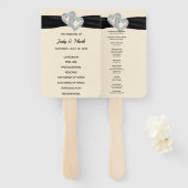 Éventail Black Ribbon Diamond Hearts Programme de mariage F (Devant et derrière)