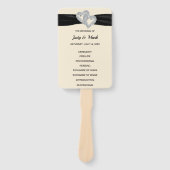 Éventail Black Ribbon Diamond Hearts Programme de mariage F (Devant)