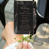 Éventail Black Rose Gold Agate Dark Wedding Programme