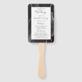 Éventail Black Rose Gold Agate Programme de mariage (Devant)