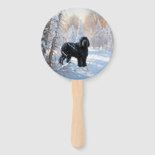 Éventail Black Russian Terrier Laisser neiger Noël