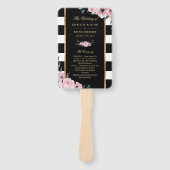 Éventail Black Stripes Pink Floral Wedding Programme (Devant)