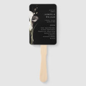 Éventail Black & White Floral Wedding Programme Noir (Devant)