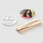 Éventail Blanc 1 Photo Graduation Gris Script Coeurs Casque (Non-assemblé)