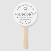 Éventail Blanc 1 Photo Graduation Gris Script Coeurs Casque (Devant)