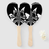 Éventail Blanc et Noir, mode traditionnelle Design couleur (Devant et derrière)