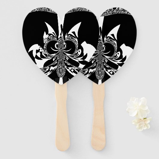 Éventail Blanc et Noir, mode traditionnelle Design couleur (Devant et derrière)