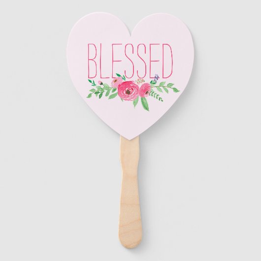 Éventail Blessed Pink Watercolor Floral (Devant)