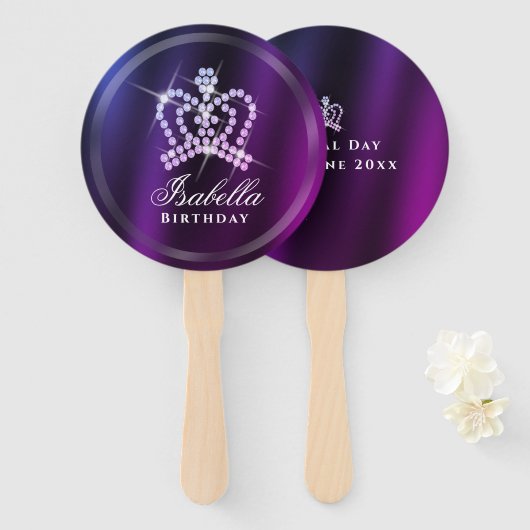 Éventail Bleu citron pourpre (Devant et derrière)