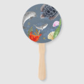 Éventail Bleu des animaux de mer mignonne Anniversaire de e (Dos)