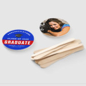 Éventail Bleu et Rouge Félicitations à la Graduation Photo (Non-assemblé)