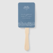 Éventail Bleu gris blanc fleur de lis programme de mariage (Devant)