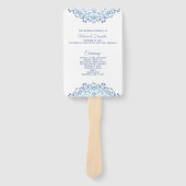 Éventail Bleu Mandala sur le programme de mariage blanc (Devant)