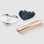 Éventail Bleu marine rose botanique cœur (Non-assemblé)