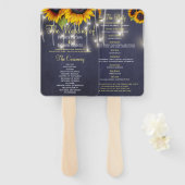 Éventail bleu marine tournesol rustique chic programme de m (Devant et derrière)