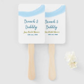 Éventail Bleu or aquarelle bulle et brunch nuptiale sh (Devant et derrière)