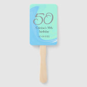 Éventail bleu vert gris 50e anniversaire ajouter nom date r (Dos)