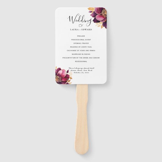 Éventail Bliss de Bourgogne : Elégant Motif floral en Win (Devant)