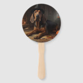 Éventail Bloodhound Citrouilles Halloween effrayant (Devant)