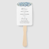 Éventail Blue Boho Floral Wedding Programme (Devant)