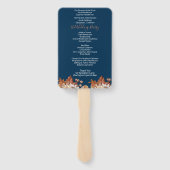 Éventail Blue Fall Floral Bouquet Programme de mariage Vent (Dos)