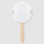 Éventail Blue Floral Crest Monogramme Programme de mariage (Dos)