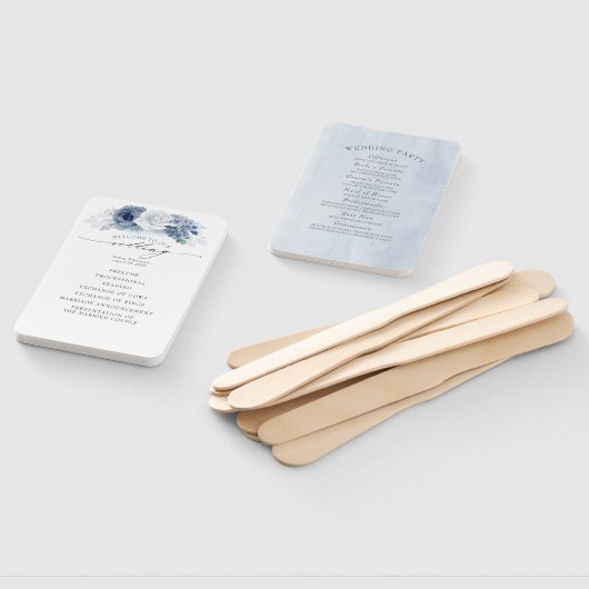 Éventail Blue Floral Élégant programme de mariage (Non-assemblé)