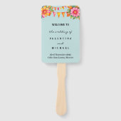 Éventail Blue Floral Fiesta Programme de mariage mexicain (Devant)