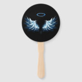 Éventail Blue Glowing Angel Wings on black background (Dos)