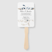 Éventail Blue Gold Moderne Floral Élégant programme de mari (Devant)